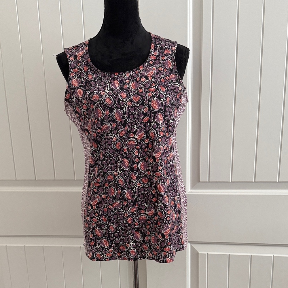 Christopher & Banks Floral Tank Top in Black and Pink